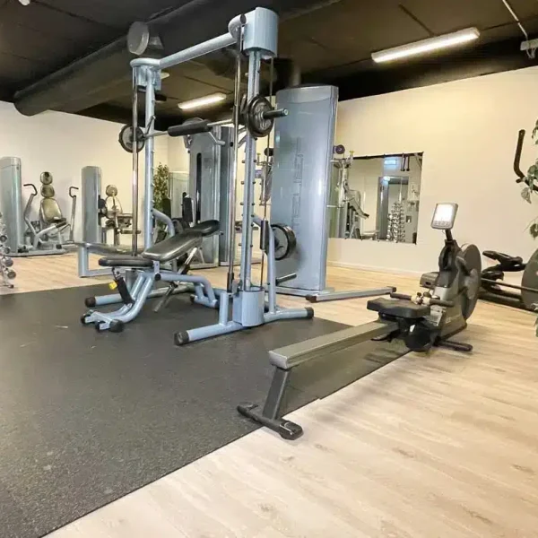 Forskellige maskiner i fitnesscenter hos Hotel Viking
